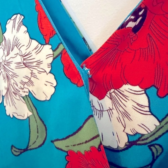 Lulus Country Club Teal Blue Floral Print Wrap Midi Dress Size S NWT - Picture 15 of 15